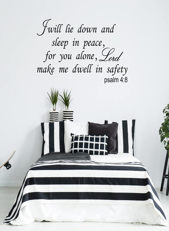 Cuayaes I Will Lie Down and Sleep in Peace for You Alone Lord Make Me Dwell in Safety Wall Decals Bible Verse Religious Quotes Scripture Bedroom Christian Home Art Decor Vinyl Stickers - Image 3