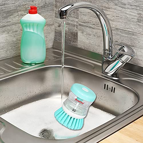 Homfine Sink/Dish Cleaning Brush with Inbuilt Soap Dispenser for Multipurpose Cleaning in Home, Kitchen, Washbasins, Kitchen Utensils, Dishes (8x5cm) Multi Color (1) - Image 3