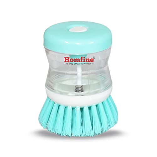 Homfine Sink/Dish Cleaning Brush with Inbuilt Soap Dispenser for Multipurpose Cleaning in Home, Kitchen, Washbasins, Kitchen Utensils, Dishes (8x5cm) Multi Color (1) - Image 1