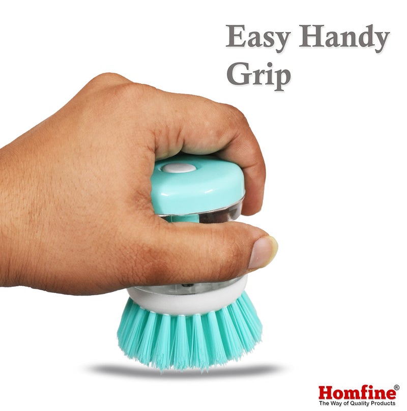 Homfine Sink/Dish Cleaning Brush with Inbuilt Soap Dispenser for Multipurpose Cleaning in Home, Kitchen, Washbasins, Kitchen Utensils, Dishes (8x5cm) Multi Color (1) - Image 4