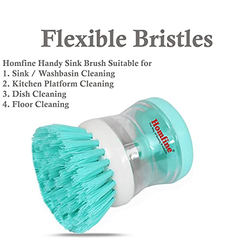 Homfine Sink/Dish Cleaning Brush with Inbuilt Soap Dispenser for Multipurpose Cleaning in Home, Kitchen, Washbasins, Kitchen Utensils, Dishes (8x5cm) Multi Color (1) - Image 2