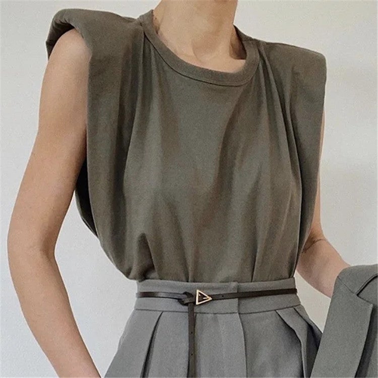 Style Loose Short-Sleeved T-Shirt For Women Summer Export Ins Internet Celebrity Style Design Shoulder Pad Sleeve Top - Image 2