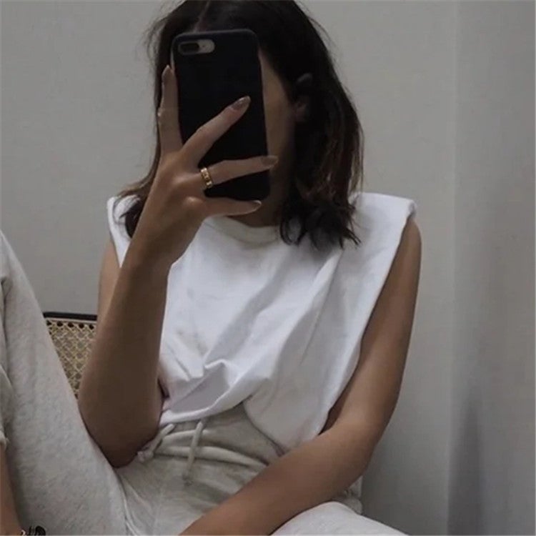 Style Loose Short-Sleeved T-Shirt For Women Summer Export Ins Internet Celebrity Style Design Shoulder Pad Sleeve Top - Image 3