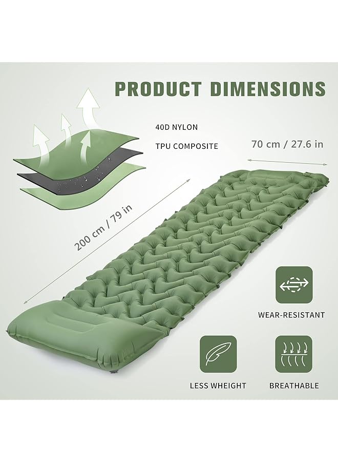 Excefore Camping Sleeping Pad Extra Thickness 10 Cm Inflatable Sleeping Mat With Pillow Built In Pump Compact Ultralight Waterproof Camping Air Mattress For Backpacking Hiking Tent Traveling - Image 2