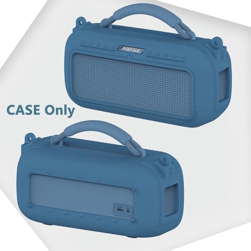 JCHPINE Silicone Cover Case for Bose SoundLink Max Portable Speaker Accessories, Soft Silicone Skin for Bose SoundLink Max Bluetooth Speaker with Shoulder Strap (Blue Case) - Image 4