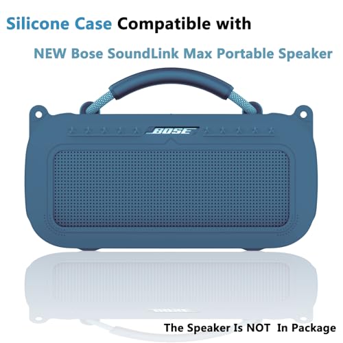 JCHPINE Silicone Cover Case for Bose SoundLink Max Portable Speaker Accessories, Soft Silicone Skin for Bose SoundLink Max Bluetooth Speaker with Shoulder Strap (Blue Case) - Image 2