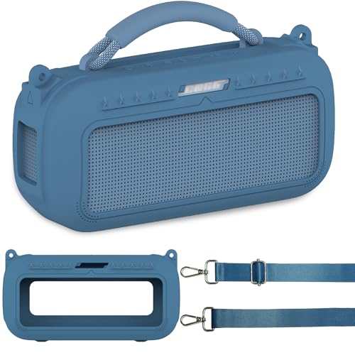 JCHPINE Silicone Cover Case for Bose SoundLink Max Portable Speaker Accessories, Soft Silicone Skin for Bose SoundLink Max Bluetooth Speaker with Shoulder Strap (Blue Case) - Image 1