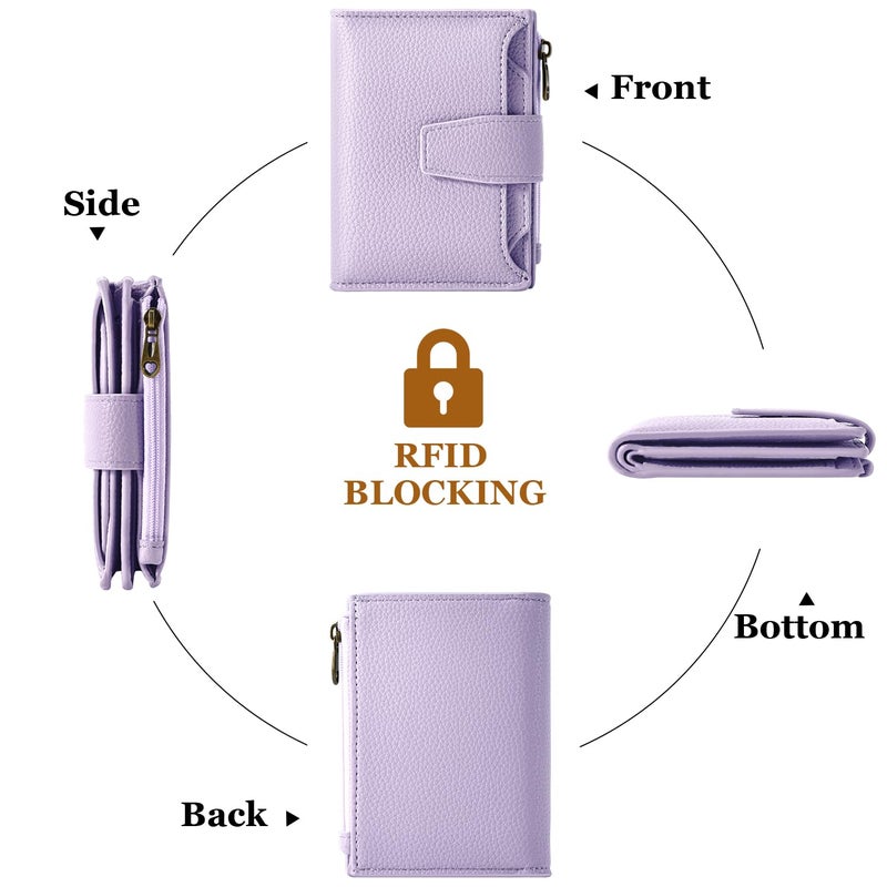 Airkit Small Wallet Women RFID Blocking Soft Leather Bifold Compact Card Holder Wallet for Women with Zipper Coin Pocket 4 ID Window - Image 4