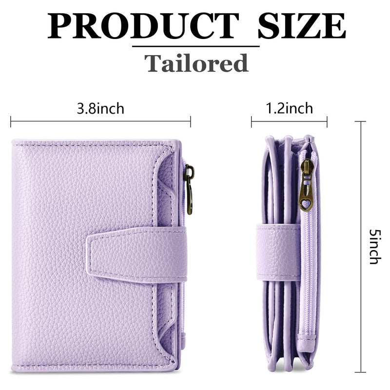Airkit Small Wallet Women RFID Blocking Soft Leather Bifold Compact Card Holder Wallet for Women with Zipper Coin Pocket 4 ID Window - Image 3