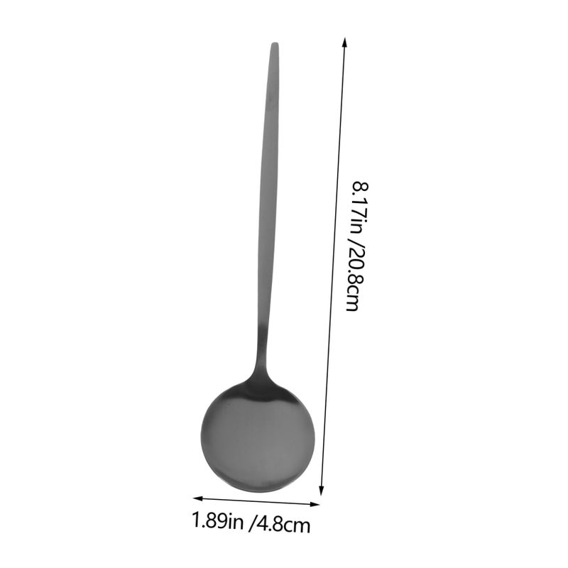 Black Stainless Steel Soup Spoons 6 Pack Round Dinner Dessert Spoons Dishwasher Safe - Image 3