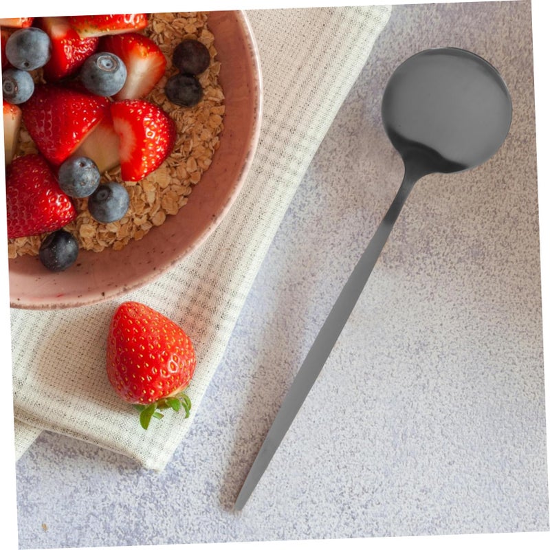 Black Stainless Steel Soup Spoons 6 Pack Round Dinner Dessert Spoons Dishwasher Safe - Image 4