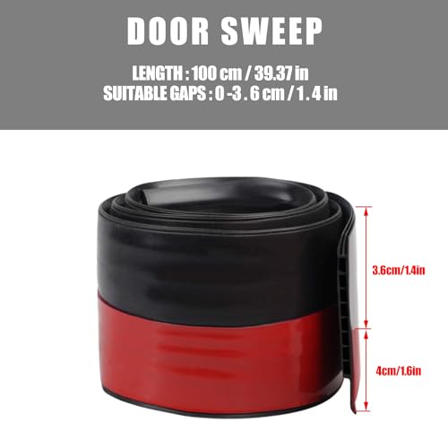 Suptikes Upgraded Door Draft Stopper for Large Gap,Widened Door Sweep Seal Gap Up to 1.4" for Interior, Exterior and Garage Doors- Keeping Draft,Dust, Noise, Unwanted Light and Pests Out, 3" W x 37" L,Black - Image 2