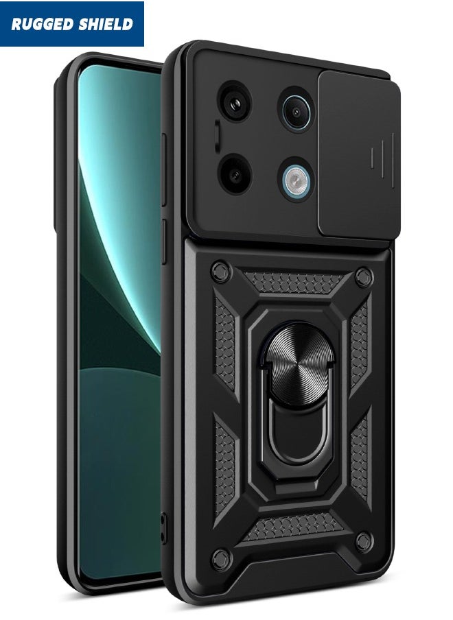 RUGGED SHIELD Redmi Note 13 Pro 5G / Xiaomi POCO X6 5G Cover(Not 4G), Case with Slide Camera Cover, Heavy Duty Drop Proof Shockproof Case with Ring Kickstand for Redmi Note 13 Pro 5G / Xiaomi POCO X6 5G, Black  - Image 1