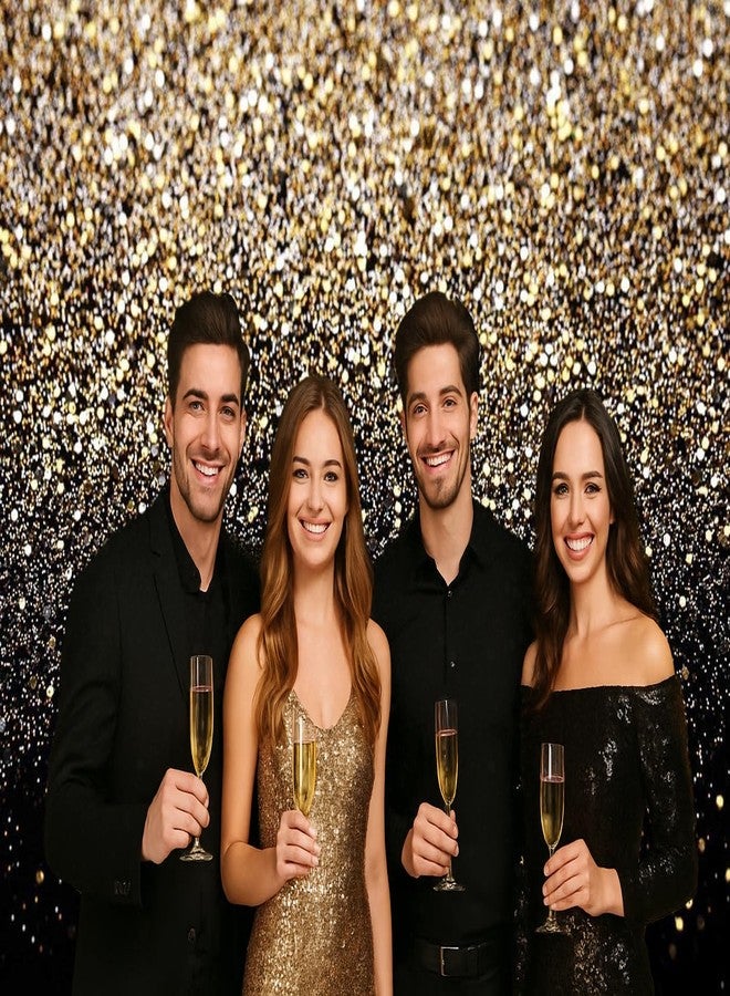 Dudaacvt 7x5FT Black and Gold Backdrop Gold Backdrop Glitter Backdrop Gold Spots Bokeh Backdrop Black and Gold Backdrop New Yeary Parties Backdrop - Image 4