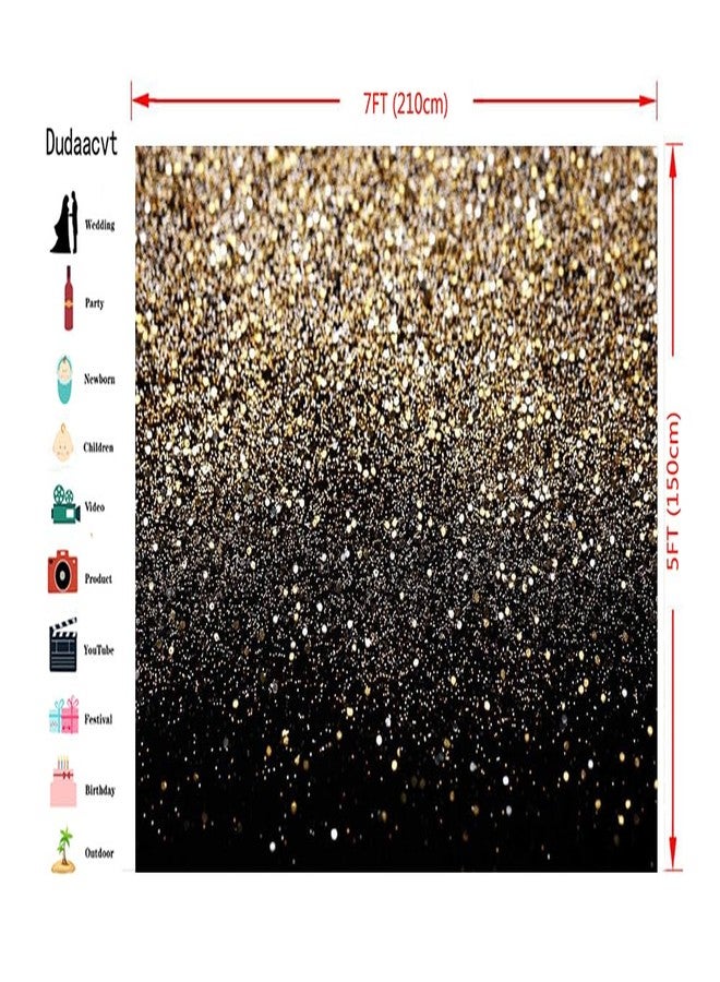 Dudaacvt 7x5FT Black and Gold Backdrop Gold Backdrop Glitter Backdrop Gold Spots Bokeh Backdrop Black and Gold Backdrop New Yeary Parties Backdrop - Image 5