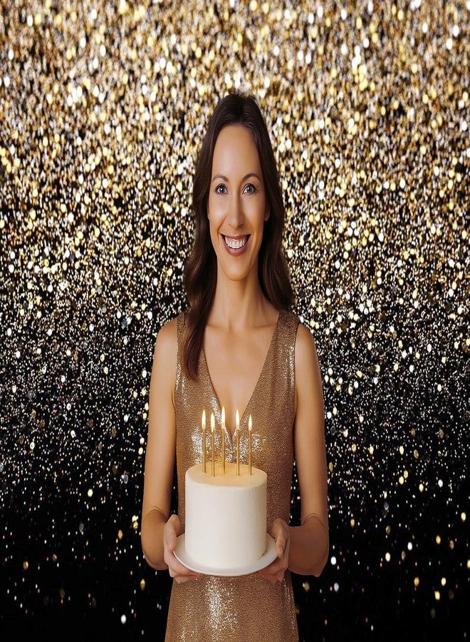 Dudaacvt 7x5FT Black and Gold Backdrop Gold Backdrop Glitter Backdrop Gold Spots Bokeh Backdrop Black and Gold Backdrop New Yeary Parties Backdrop - Image 3
