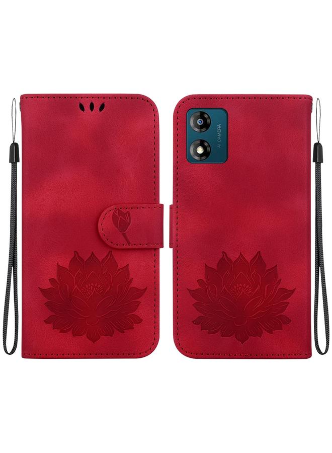 The Bros Case For Motorola Moto E13 Lotus Embossed Leather Phone Case 