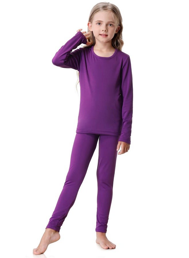 songcode Girls Thermal Underwear Set Cold Winter Ultra Soft Base Layer for Girls-Purple M - Image 1