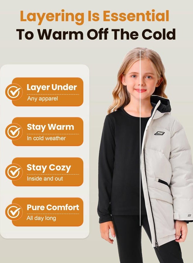 songcode Girls Thermal Underwear Set Cold Winter Ultra Soft Base Layer for Girls-Purple M - Image 3