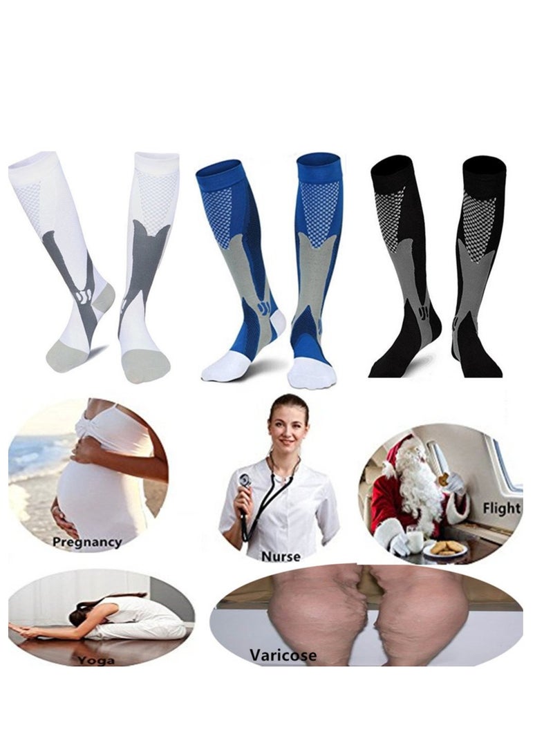 SYOSI Compression Socks, 4 Pairs L/XL for Women and Men, Athletic, Travel, Running, Fitness, Flight Socks, Reduce Calf Pain Faster Recovery (Multicolors) - Image 3