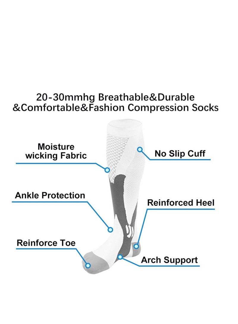 SYOSI Compression Socks, 4 Pairs L/XL for Women and Men, Athletic, Travel, Running, Fitness, Flight Socks, Reduce Calf Pain Faster Recovery (Multicolors) - Image 5