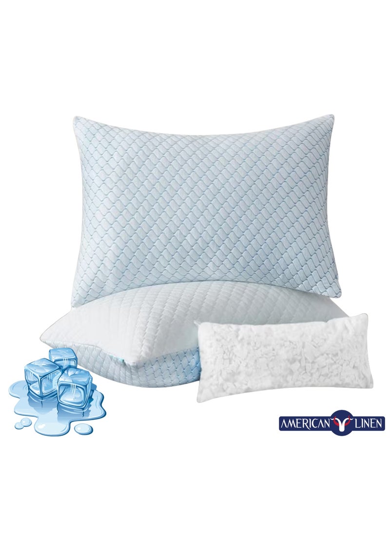 أميريكان لينين طقم وسائد فاخر من قطعتين من إسفنج الذاكرة المريح والمريح - مقاس كينج، مريح وقابل للتعديل | دعم ناعم لمن ينامون على جانبهم أو ظهرهم أو على أوضاع نوم متعددة | وسائد جل مضادة للحساسية وجيدة التهوية مع أغطية قابلة للإزالة والغسل - أبيض - Image 1