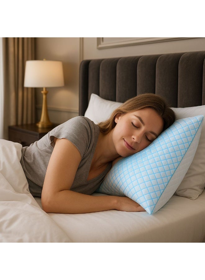 أميريكان لينين طقم وسائد فاخر من قطعتين من إسفنج الذاكرة المريح والمريح - مقاس كينج، مريح وقابل للتعديل | دعم ناعم لمن ينامون على جانبهم أو ظهرهم أو على أوضاع نوم متعددة | وسائد جل مضادة للحساسية وجيدة التهوية مع أغطية قابلة للإزالة والغسل - أبيض - Image 3