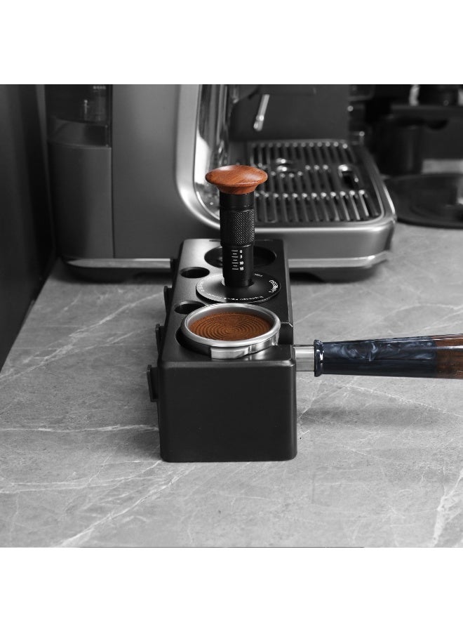 LePRESSO Force Tamper 58.5mm Coffee Tamper / Tamper Technical / Impact Coffee Tamper / Thread Bottom / Material Aluminum + Stainless Steel + Wood - Black - Image 4