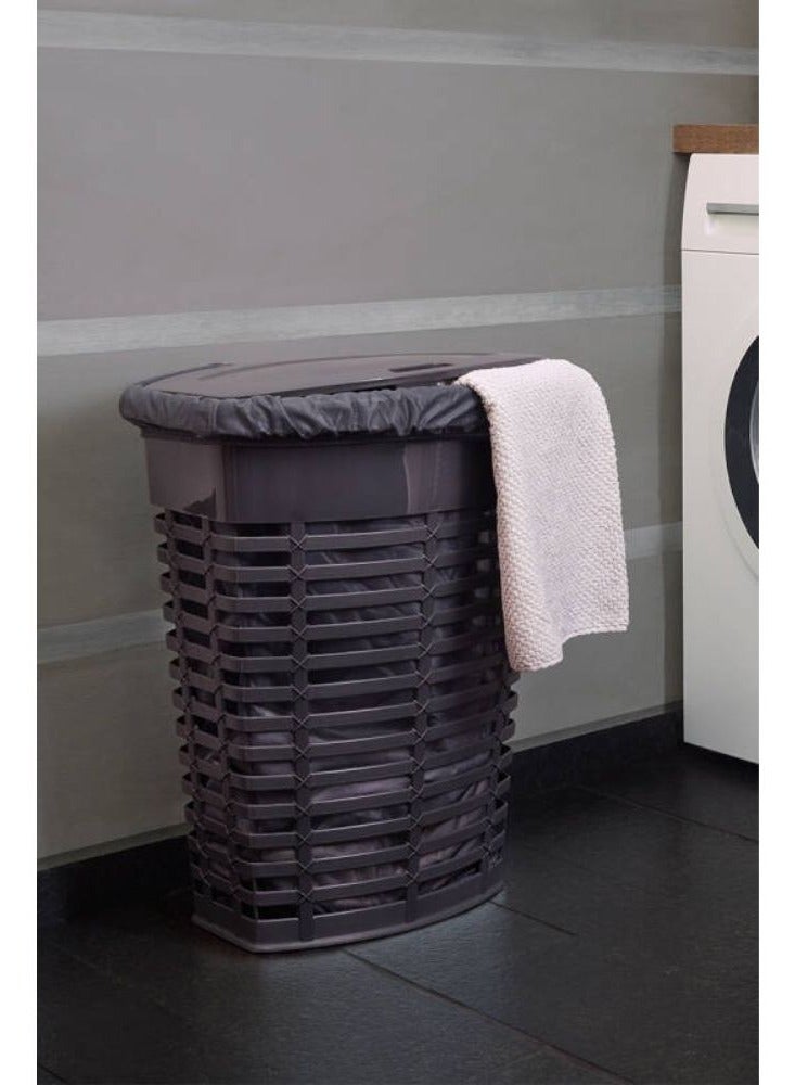Primanova Palm dirty plastic laundry basket large hamper laundry bin for storing blankets clothes pillows toys shoes. 50 liters gray - Image 4