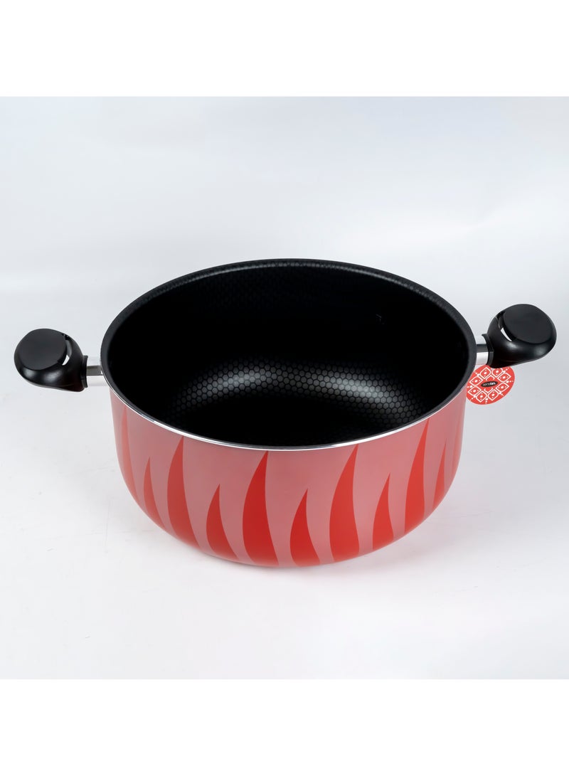 Wilson SENSTAN Flame Design Non-Stick Casserole with Lid and, Stew Pot Suitable for Gas, Electric, Induction, and Ceramic Stove  - 32cm - Image 2
