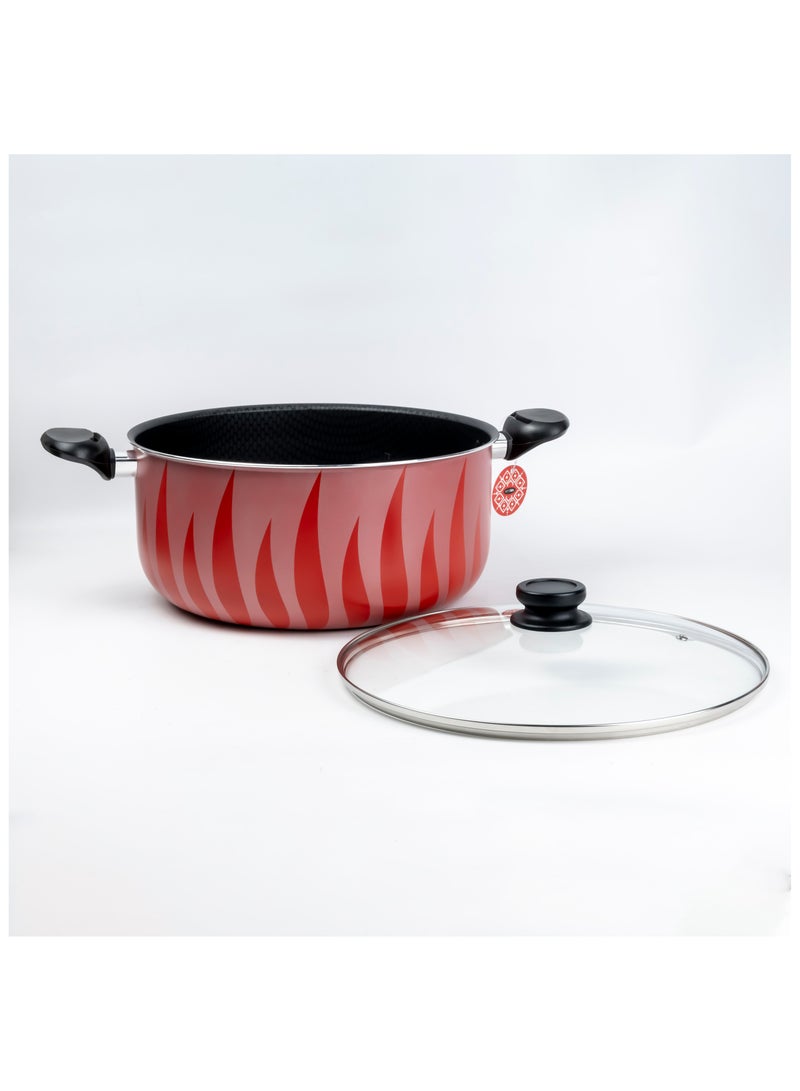 Wilson SENSTAN Flame Design Non-Stick Casserole with Lid and, Stew Pot Suitable for Gas, Electric, Induction, and Ceramic Stove  - 32cm - Image 3