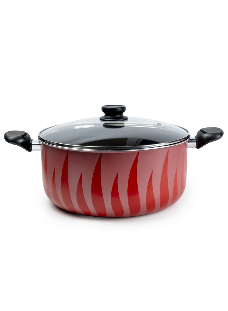 Wilson SENSTAN Flame Design Non-Stick Casserole with Lid and, Stew Pot Suitable for Gas, Electric, Induction, and Ceramic Stove  - 32cm - Image 1