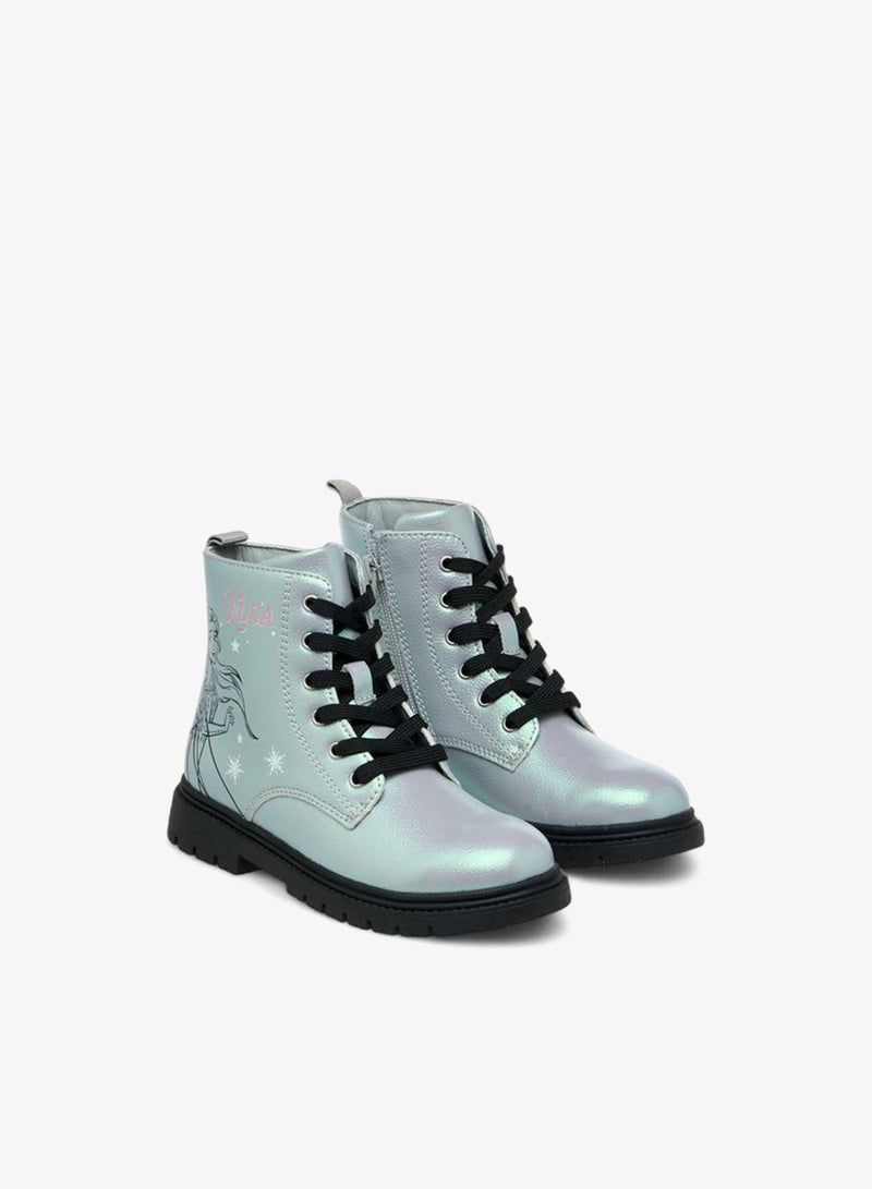 Disney Elsa Print Ankle Boots with Zip Closure and Pull Tabs - Image 3