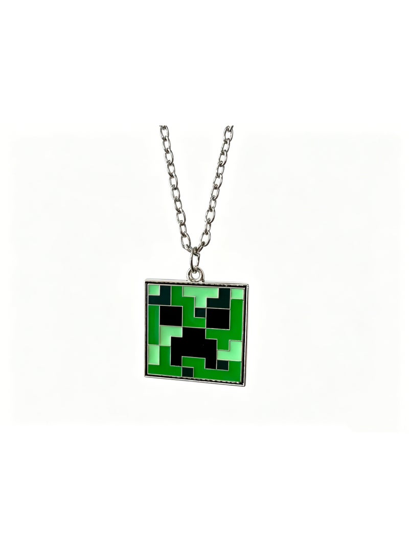 Minecraft Creeper Necklace - Green Explosive Emblem Metal Pendant with Adjustable Chain, Gamer Jewelry for Men and Boys, Perfect Gift for Gamers - Image 4