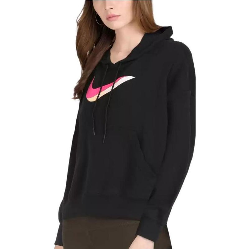 Nike (WMNS) Nike Sportswear Icon Clash Fleece Hoodie 'Black Pink' - Image 5