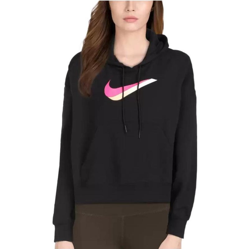 Nike (WMNS) Nike Sportswear Icon Clash Fleece Hoodie 'Black Pink' - Image 3