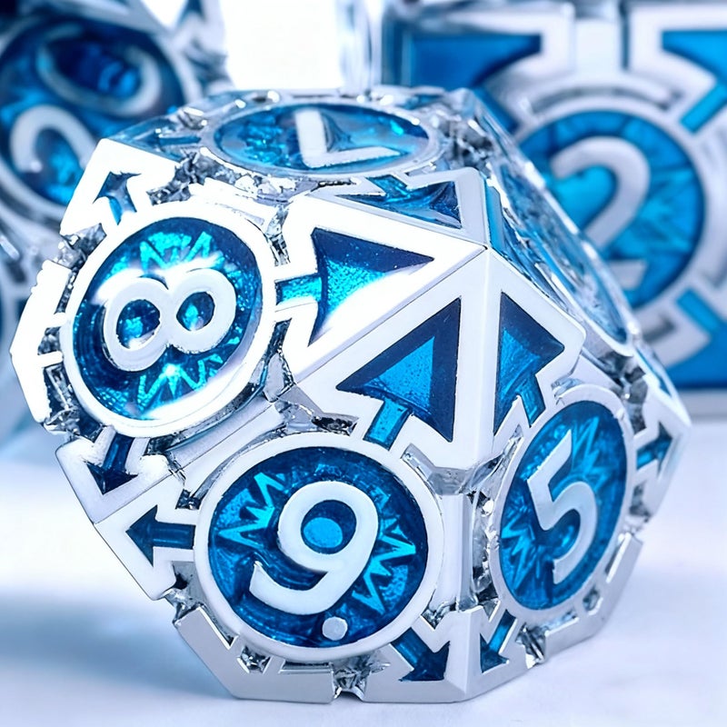 RULE DICE Rare ChromePlated DND Dice Set Metal DD Dice Sets Made of Durable Zinc AlloyDungeons and Dragons Dice with Gift Box D and D Dice Set Blue - Image 3