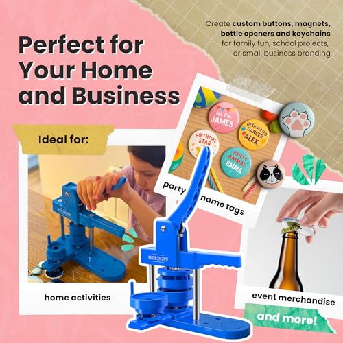 nice2have Button Maker Machine 1+1.25+2.5 Inch Pin Maker Kit - Multiple Size Molds, 500 Buttons, 15 Fridge Magnets, 15 Bottle Openers, 15 Keychains, Cutters, and 500+ Button Designs for DIY Crafts - Image 5