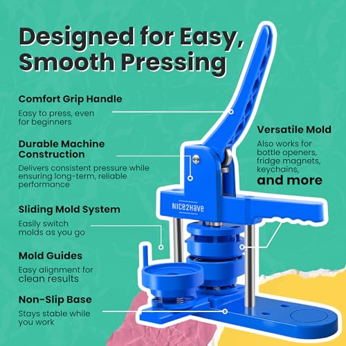 nice2have Button Maker Machine 1+1.25+2.5 Inch Pin Maker Kit - Multiple Size Molds, 500 Buttons, 15 Fridge Magnets, 15 Bottle Openers, 15 Keychains, Cutters, and 500+ Button Designs for DIY Crafts - Image 4