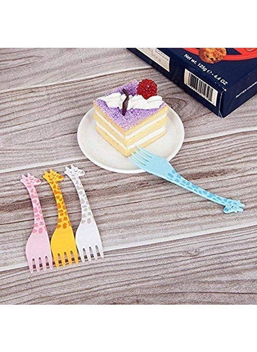 Pass Pass pass pass Plastic Forks Fruit Fork Giraffe Design Tea Fork Set Small Cake Fork Fruit ForksParties Wedding For Kids  - Image 5