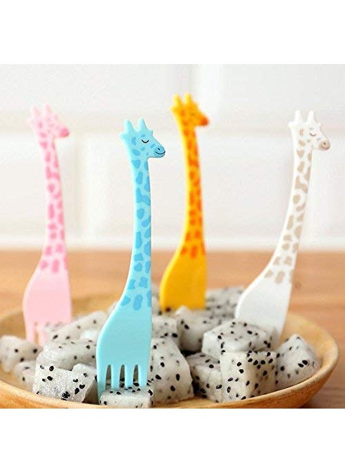 Pass Pass pass pass Plastic Forks Fruit Fork Giraffe Design Tea Fork Set Small Cake Fork Fruit ForksParties Wedding For Kids  - Image 2