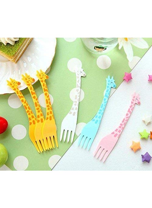 Pass Pass pass pass Plastic Forks Fruit Fork Giraffe Design Tea Fork Set Small Cake Fork Fruit ForksParties Wedding For Kids  - Image 3