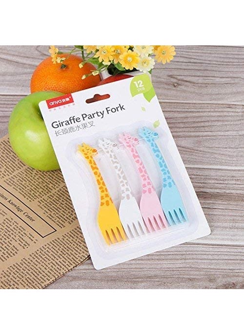 Pass Pass pass pass Plastic Forks Fruit Fork Giraffe Design Tea Fork Set Small Cake Fork Fruit ForksParties Wedding For Kids  - Image 4