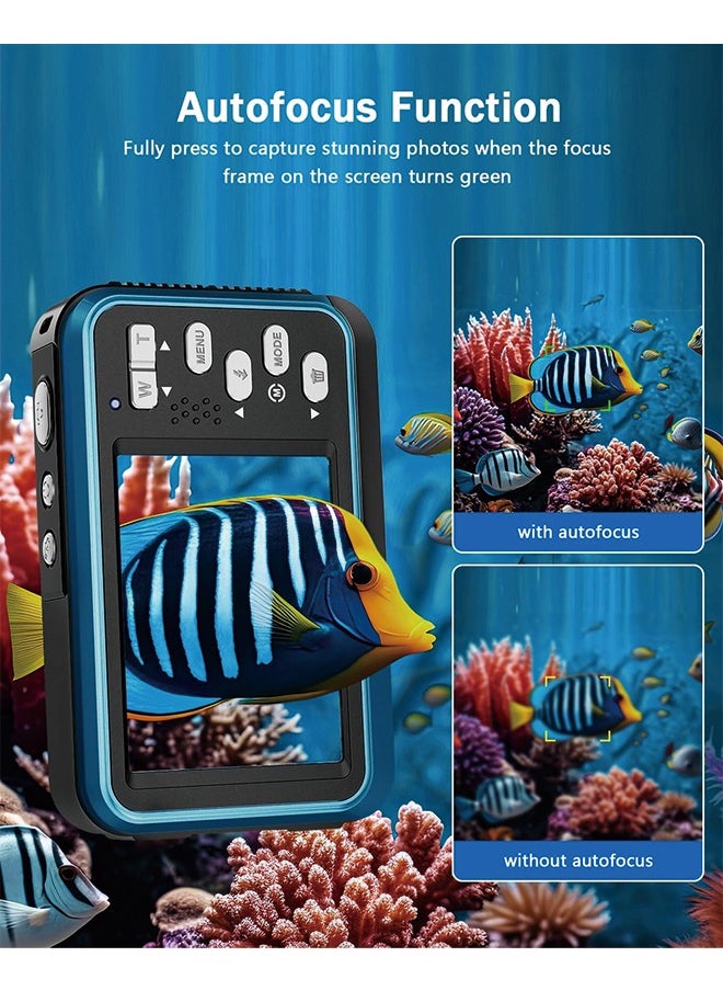 Generic Underwater Camera, 4K Waterproof Camera with 64GB Card 48MP Autofocus Selfie Dual Screens 11FT Underwater Camera for Snorkeling Waterproof Compact Portable Digital Camera, 2 Batteries  - Image 4