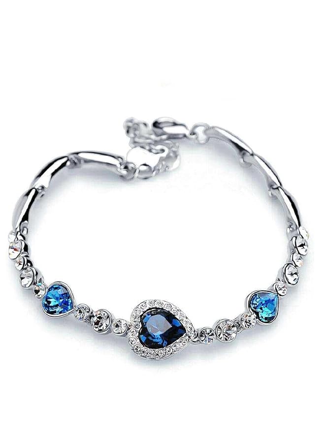 إيروريكس سوار نسائي مطلي بالفضة على شكل قلب مع قفل على شكل مخلب جراد البحر