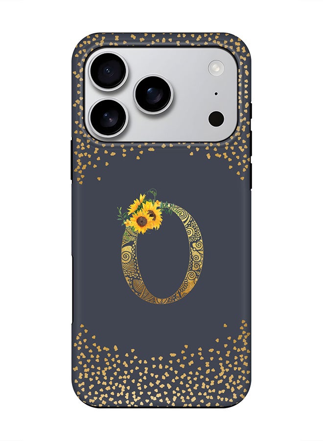Stylizedd Tough Pro Magnetic Case for iPhone 17 Pro, Dual Layer hybrid PC + TPU Mobile Cover Matte - Custom Floral Monogram - O  (Grey )