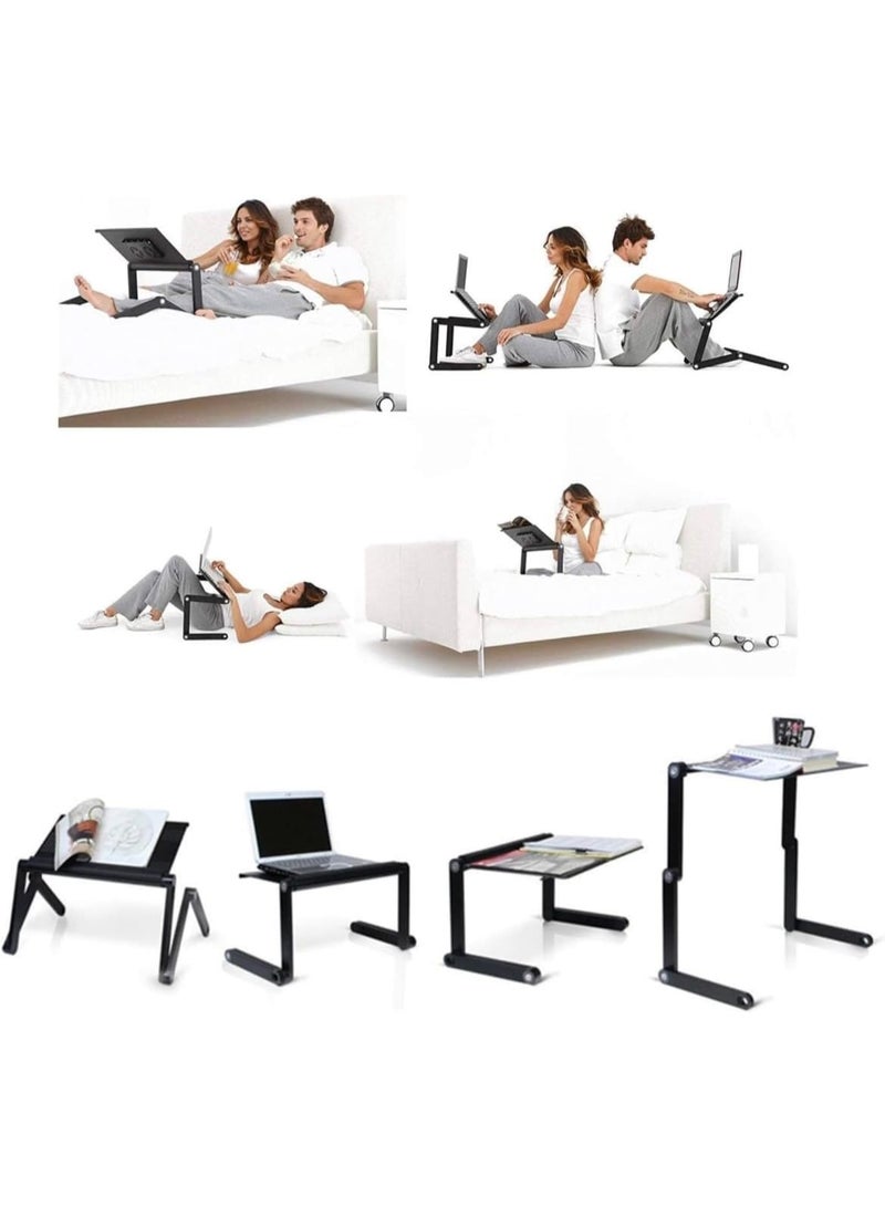BJM T8 Table for Laptop Stand Bed and Sofa, Desk Portable Adjustable Up/Sitting with Mouse Pad, Ergonomics Design Aluminum Suitable Reading Studying - Image 2
