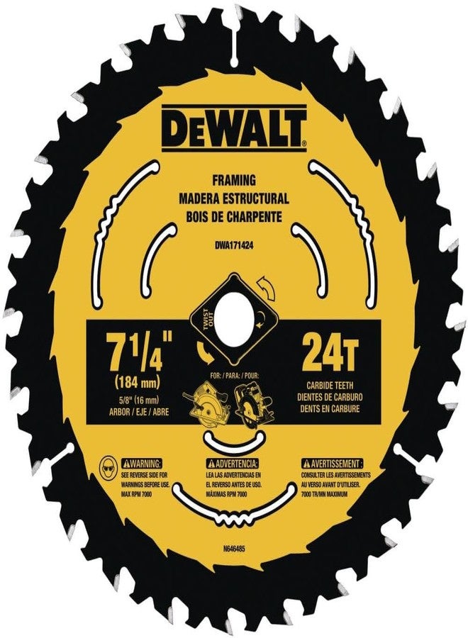 DEWALT Circular Saw Blade, 7 1/4 Inch, 24 Tooth, Wood Cutting (DWA171424B10), 10 Count (Pack of 1) - Image 1