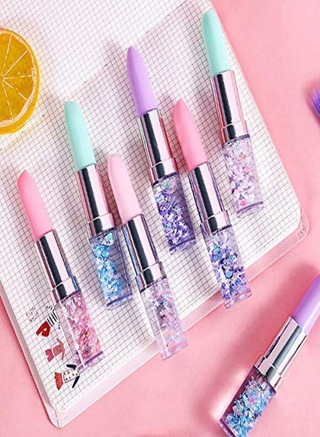 myself Glitter Lipstick Pen Gel Pen Makeup Artist Pen for Kids Beauty Plastic Cute Gel Pen Best Birthday Gift Return Gift for Kids (4 Pcs) - Image 1