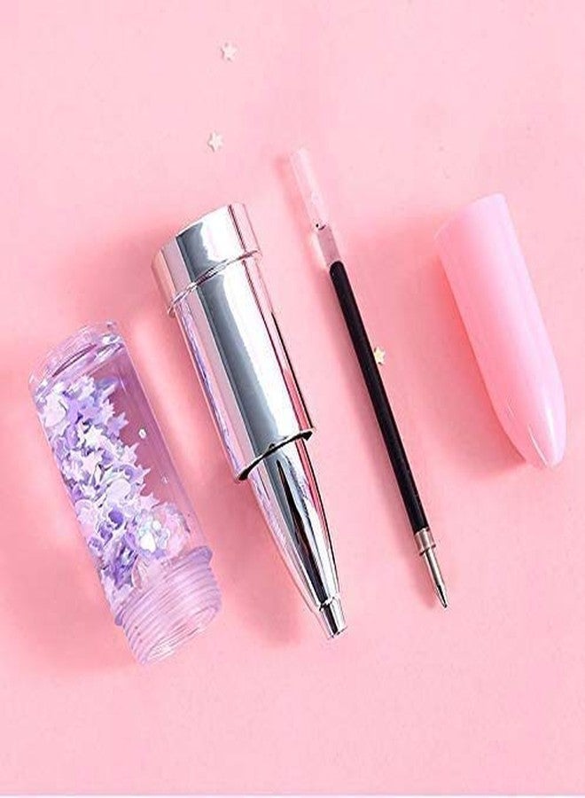 myself Glitter Lipstick Pen Gel Pen Makeup Artist Pen for Kids Beauty Plastic Cute Gel Pen Best Birthday Gift Return Gift for Kids (4 Pcs) - Image 3